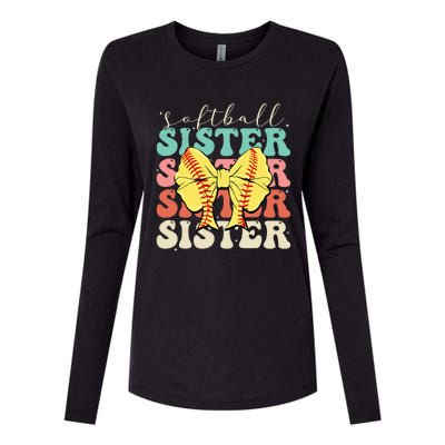 Softball Sister Vintage Sport Lover Sister Womens Cotton Relaxed Long Sleeve T-Shirt