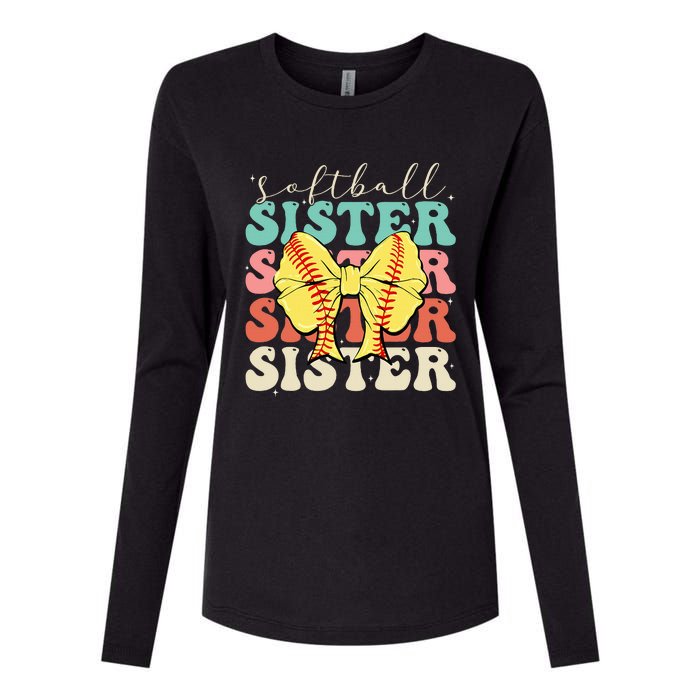 Softball Sister Vintage Sport Lover Sister Womens Cotton Relaxed Long Sleeve T-Shirt