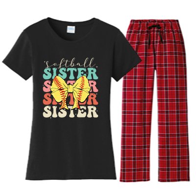 Softball Sister Vintage Sport Lover Sister Women's Flannel Pajama Set