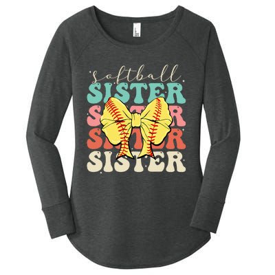 Softball Sister Vintage Sport Lover Sister Women's Perfect Tri Tunic Long Sleeve Shirt