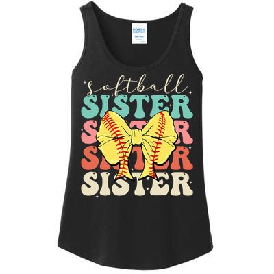 Softball Sister Vintage Sport Lover Sister Ladies Essential Tank