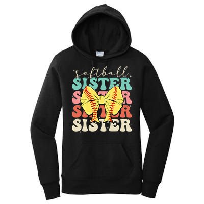 Softball Sister Vintage Sport Lover Sister Women's Pullover Hoodie