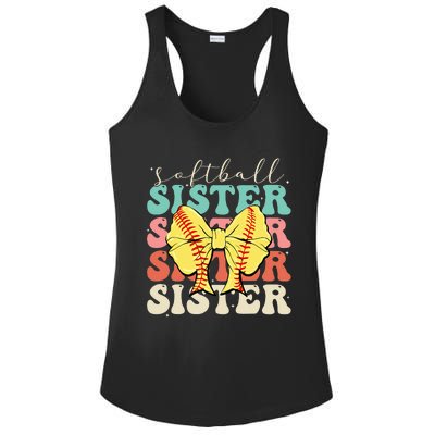 Softball Sister Vintage Sport Lover Sister Ladies PosiCharge Competitor Racerback Tank