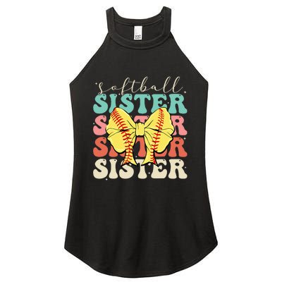 Softball Sister Vintage Sport Lover Sister Women's Perfect Tri Rocker Tank