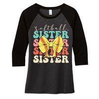 Softball Sister Vintage Sport Lover Sister Women's Tri-Blend 3/4-Sleeve Raglan Shirt