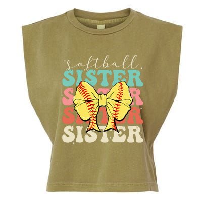 Softball Sister Vintage Sport Lover Sister Garment-Dyed Women's Muscle Tee