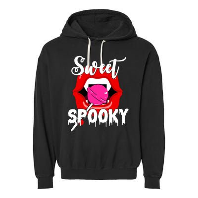 Sweet Spooky Vampire Lips Halloween Garment-Dyed Fleece Hoodie