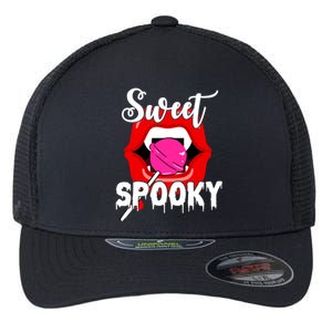 Sweet Spooky Vampire Lips Halloween Flexfit Unipanel Trucker Cap