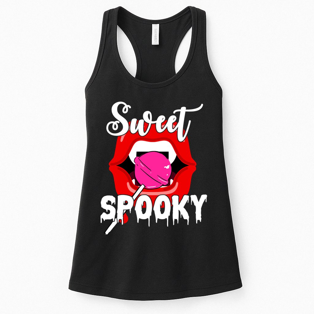 Sweet Spooky Vampire Lips Halloween Womens Tank Top