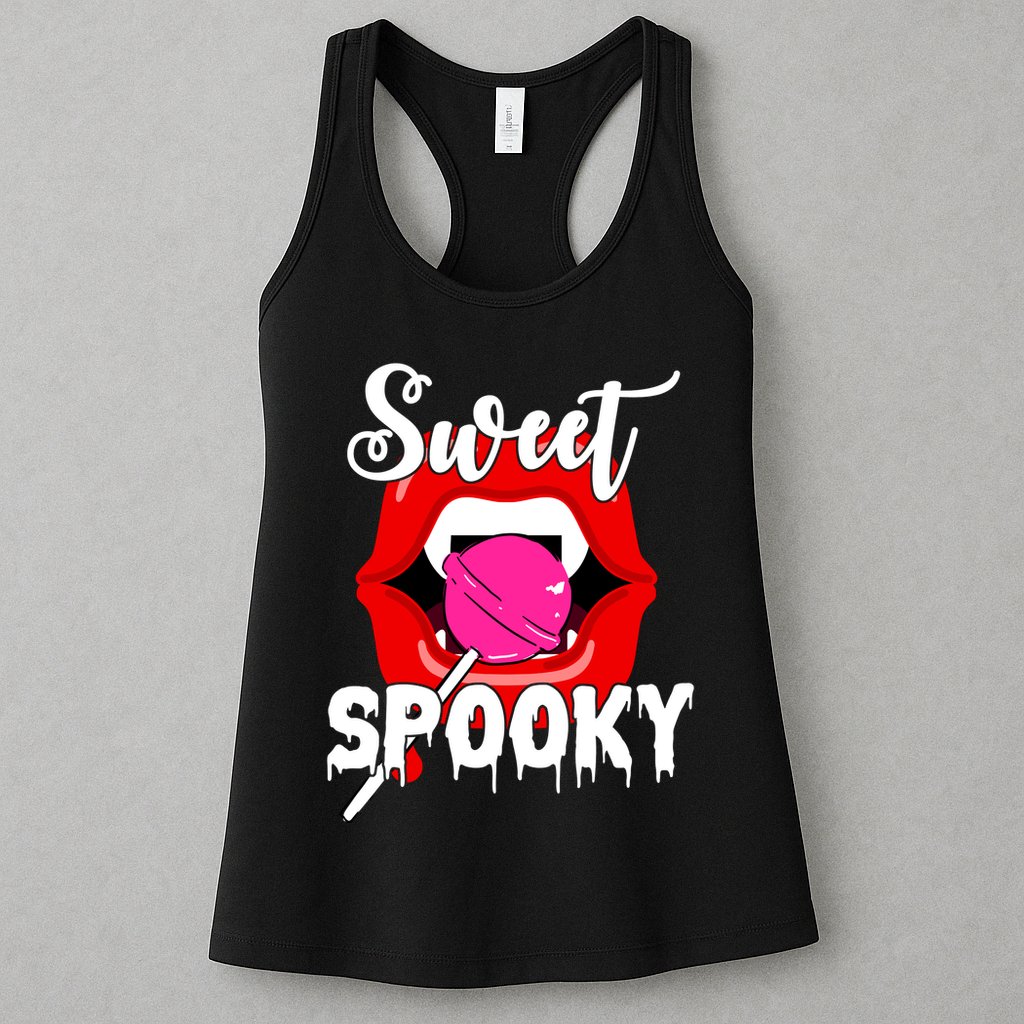 Sweet Spooky Vampire Lips Halloween Womens Tank Top
