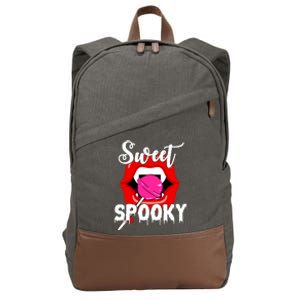 Sweet Spooky Vampire Lips Halloween Cotton Canvas Backpack