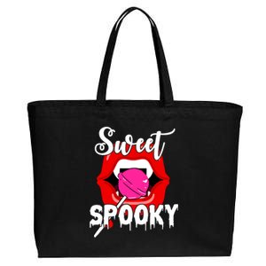 Sweet Spooky Vampire Lips Halloween Cotton Canvas Jumbo Tote