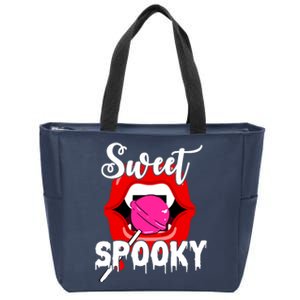 Sweet Spooky Vampire Lips Halloween Zip Tote Bag