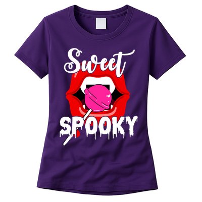 Sweet Spooky Vampire Lips Halloween Womens T-Shirt