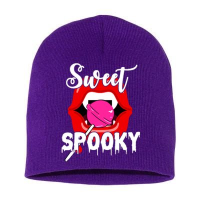 Sweet Spooky Vampire Lips Halloween Short Acrylic Beanie