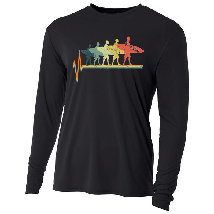 Surf Surfboard Vintage Gift Cooling Performance Long Sleeve Crew