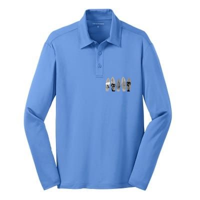 Surfing Surfboard Vintage Classic Retro Surfboarder Surfer Gift Silk Touch Performance Long Sleeve Polo