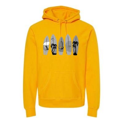 Surfing Surfboard Vintage Classic Retro Surfboarder Surfer Gift Premium Hoodie