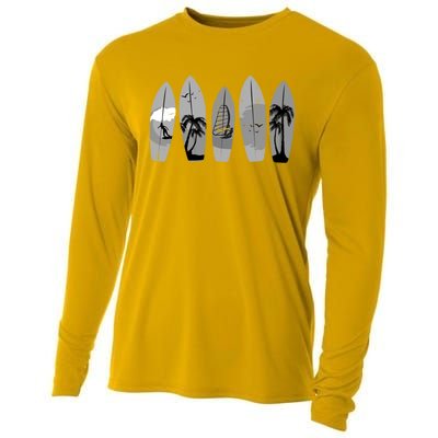 Surfing Surfboard Vintage Classic Retro Surfboarder Surfer Gift Cooling Performance Long Sleeve Crew