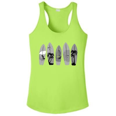 Surfing Surfboard Vintage Classic Retro Surfboarder Surfer Gift Ladies PosiCharge Competitor Racerback Tank