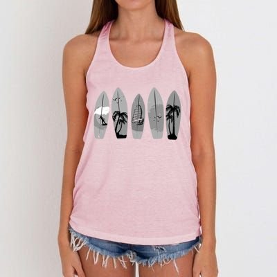 Surfing Surfboard Vintage Classic Retro Surfboarder Surfer Gift Women's Knotted Racerback Tank