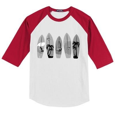 Surfing Surfboard Vintage Classic Retro Surfboarder Surfer Gift Kids Colorblock Raglan Jersey