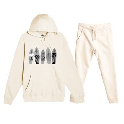 Surfing Surfboard Vintage Classic Retro Surfboarder Surfer Gift Premium Hooded Sweatsuit Set