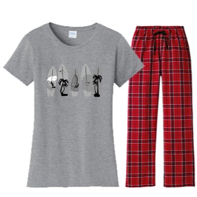 Surfing Surfboard Vintage Classic Retro Surfboarder Surfer Gift Women's Flannel Pajama Set