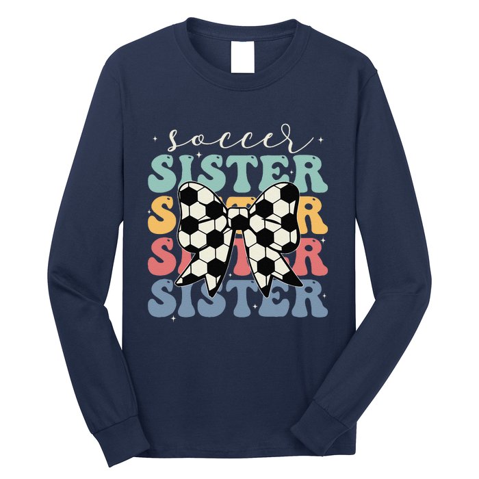 Soccer Sister Vintage Sport Lover Sister Mothers Da Long Sleeve Shirt