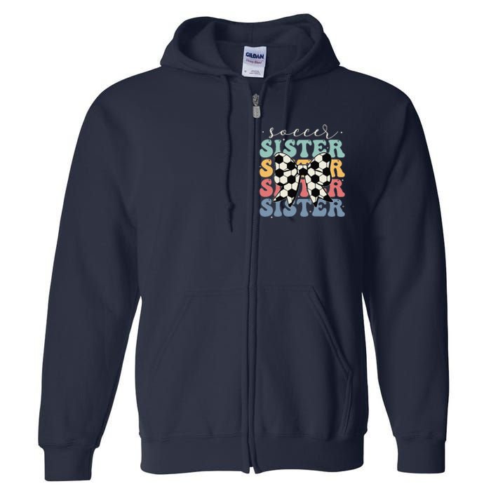 Soccer Sister Vintage Sport Lover Sister Mothers Da Full Zip Hoodie