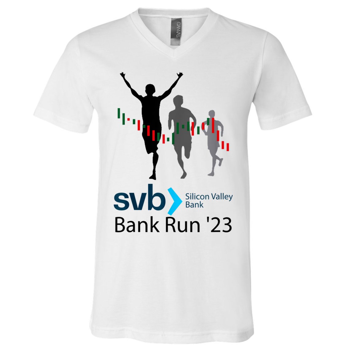 Svb Silicon Valley Bank Run ′23 V-Neck T-Shirt