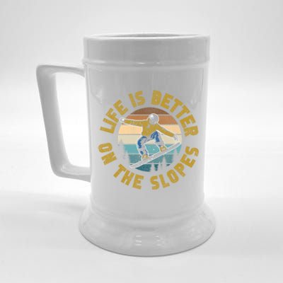 Snowboarding Snowboard Vintage Goggles Retro Life Is Better Gift Beer Stein