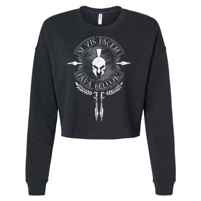 Sparta Si Vis Pacem Para Bellum Cropped Pullover Crew