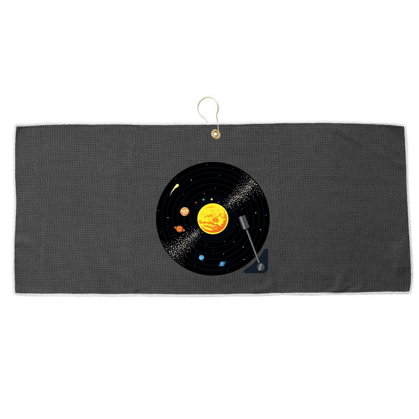 Solar System Vinyl Record Active Large Microfiber Waffle Golf Towel