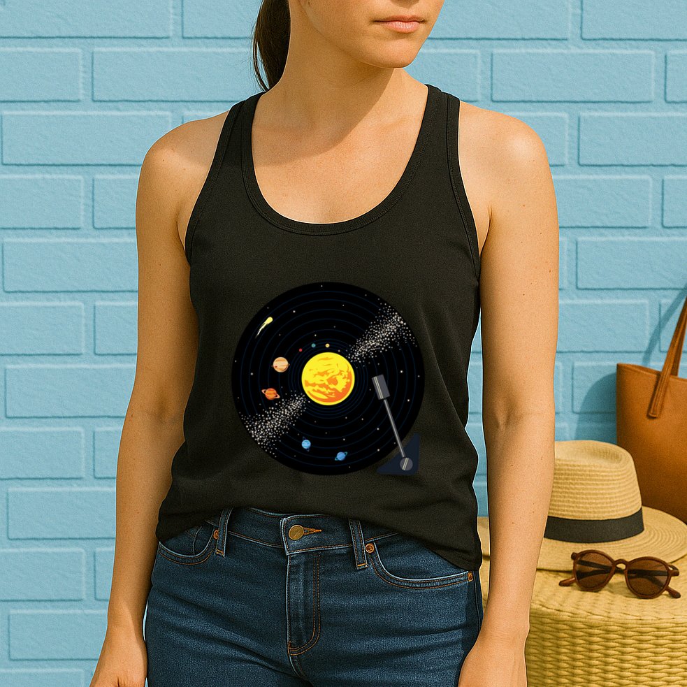 Solar System Vinyl Record Active Womens Tank Top