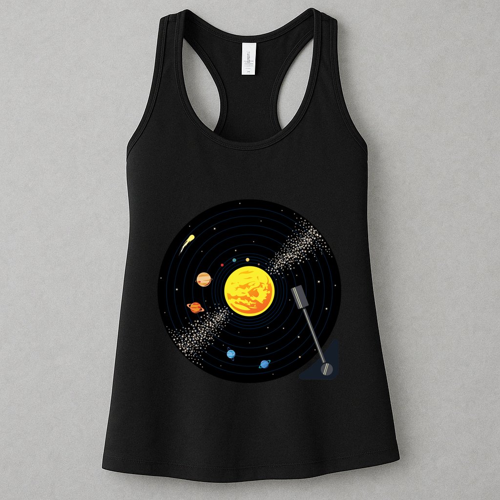 Solar System Vinyl Record Active Womens Tank Top