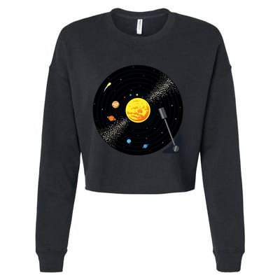 Solar System Vinyl Record Active Cropped Pullover Crew
