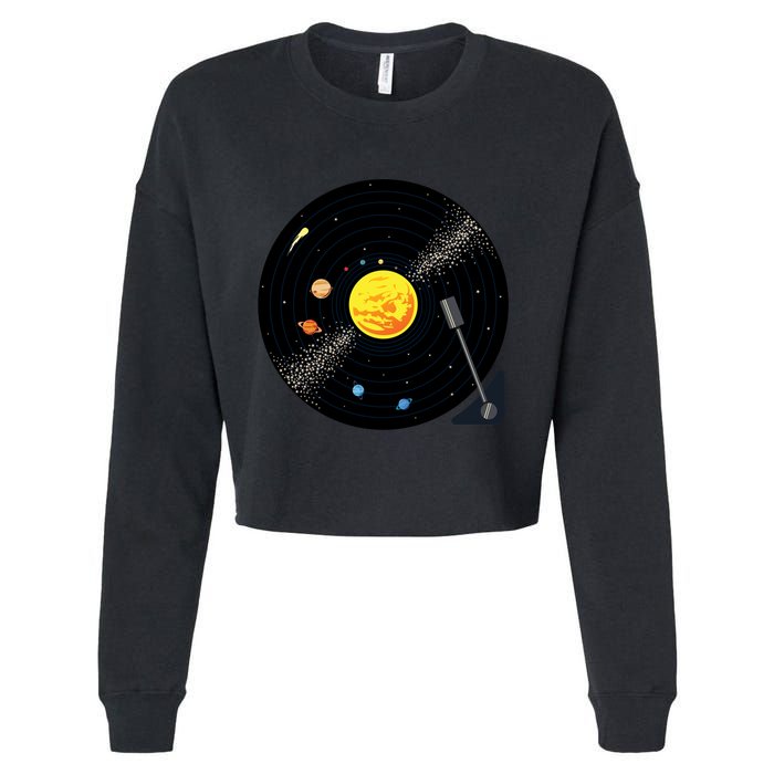 Solar System Vinyl Record Active Cropped Pullover Crew