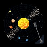 Solar System Vinyl Record Active Cropped Pullover Crew