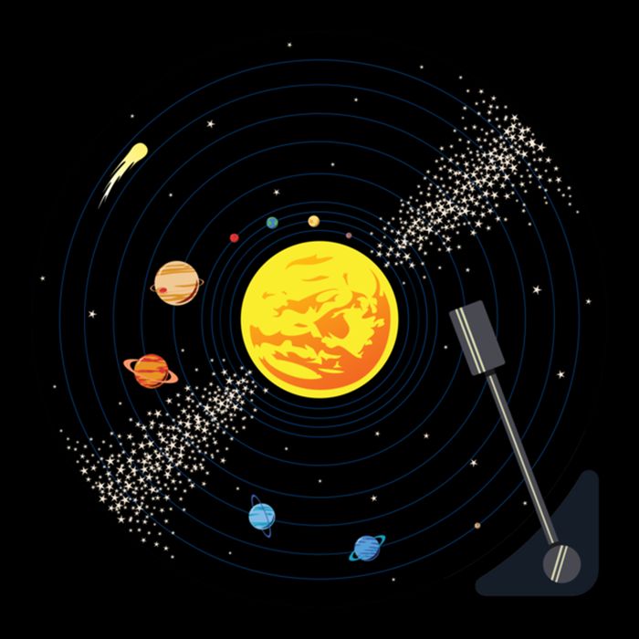 Solar System Vinyl Record Active Cropped Pullover Crew