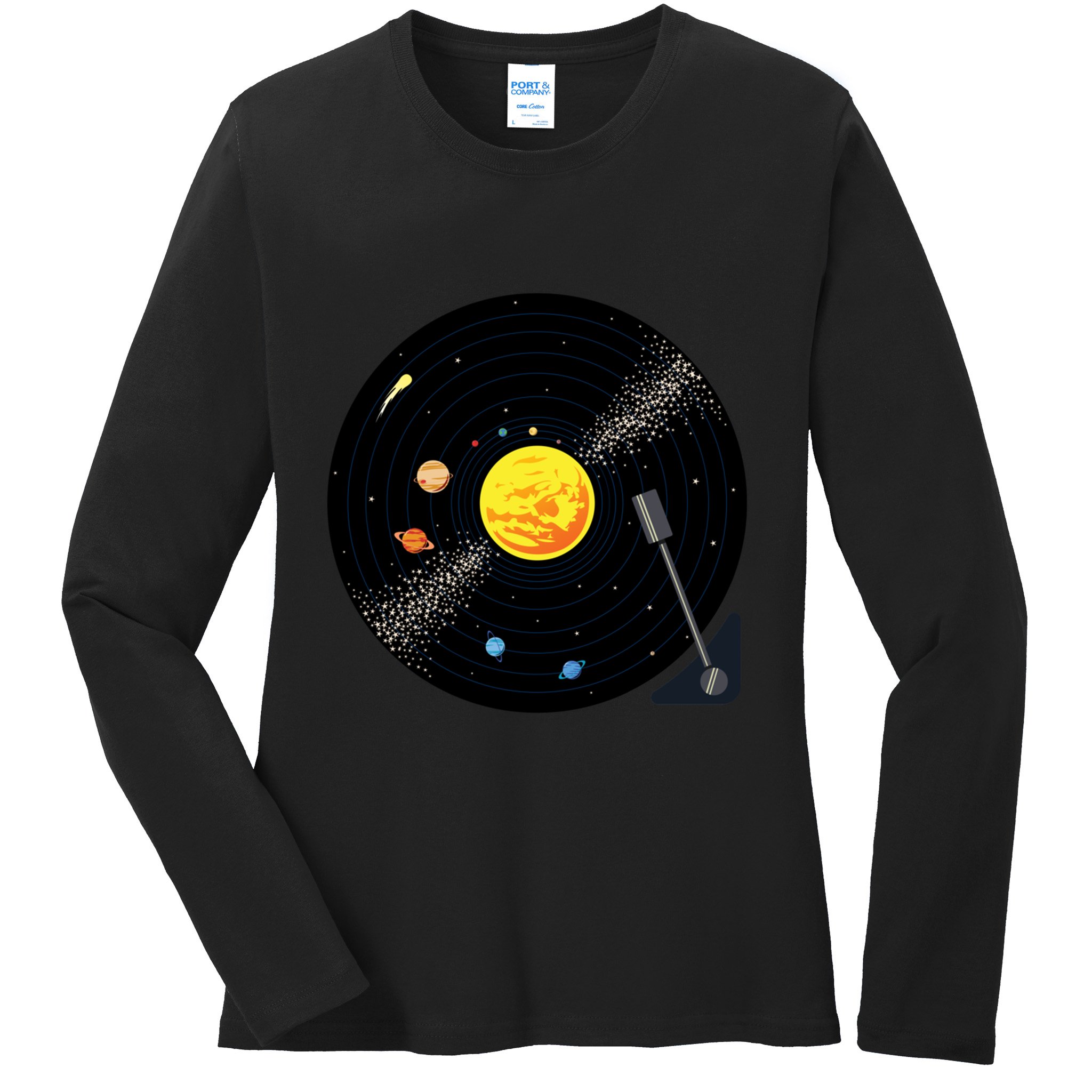Solar System Vinyl Record Active Ladies Long Sleeve Shirt