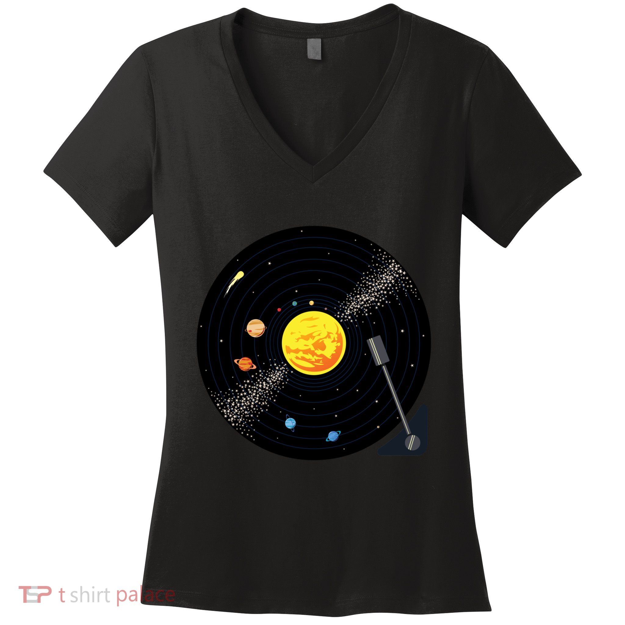 Solar System Vinyl Record Active Women's V-Neck T-Shirt