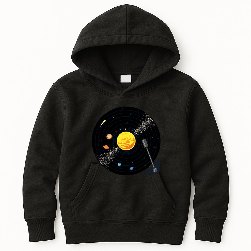 Solar System Vinyl Record Active Kids Hoodie