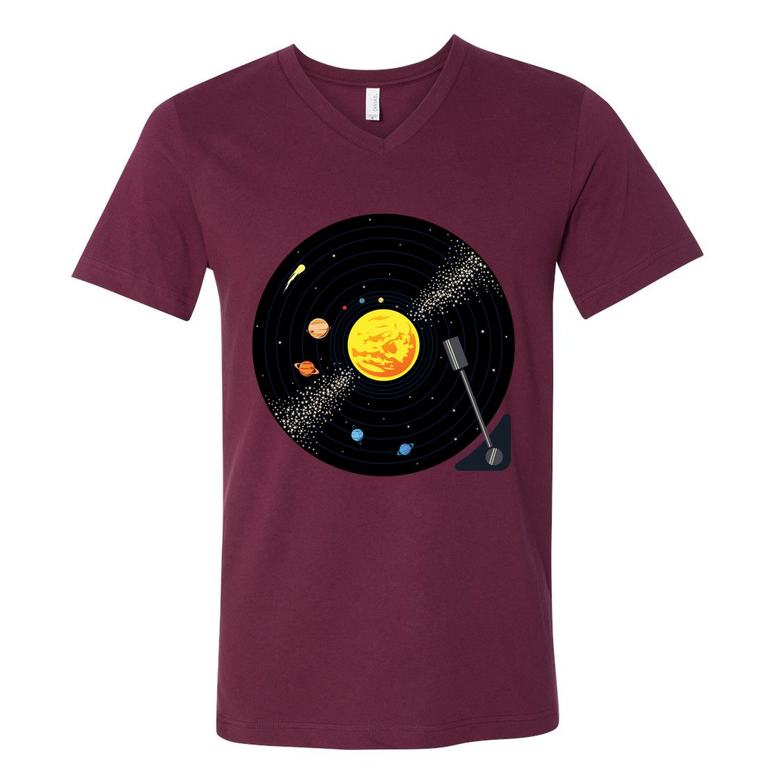 Solar System Vinyl Record Active V-Neck T-Shirt