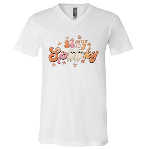 Stay Spooky Vibe Halloween Scary Ghost Funny V-Neck T-Shirt