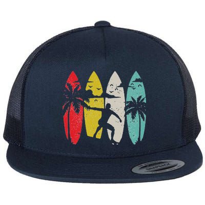 Surfer Surfboard Vintage Surfing Beach Summer Surf Flat Bill Trucker Hat