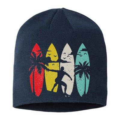 Surfer Surfboard Vintage Surfing Beach Summer Surf Sustainable Beanie