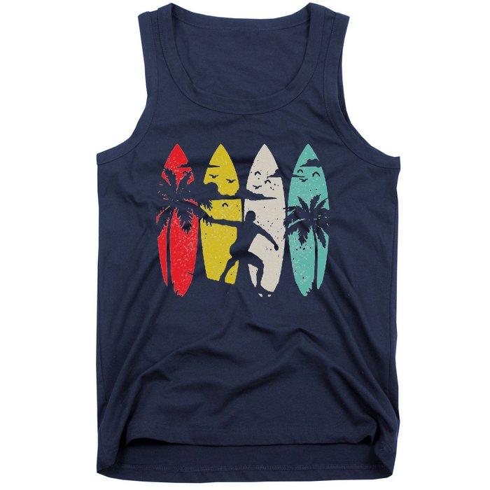 Surfer Surfboard Vintage Surfing Beach Summer Surf Tank Top