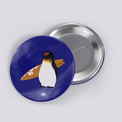 Surfing Surfboard Vintage Classic Retro Surfboarder Penguin Gift Button