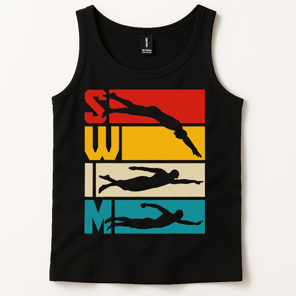 Swim Swimming Vintage Retro Swimmer Tank Top